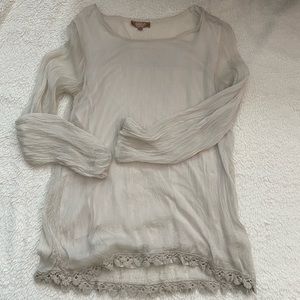 Carla Conti Silk Shirt with crocheted trim.